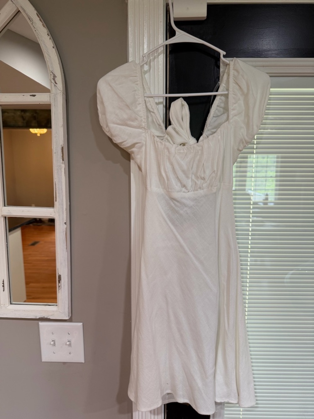 Altar'd State Ivory Puff Sleeve Midi Dress